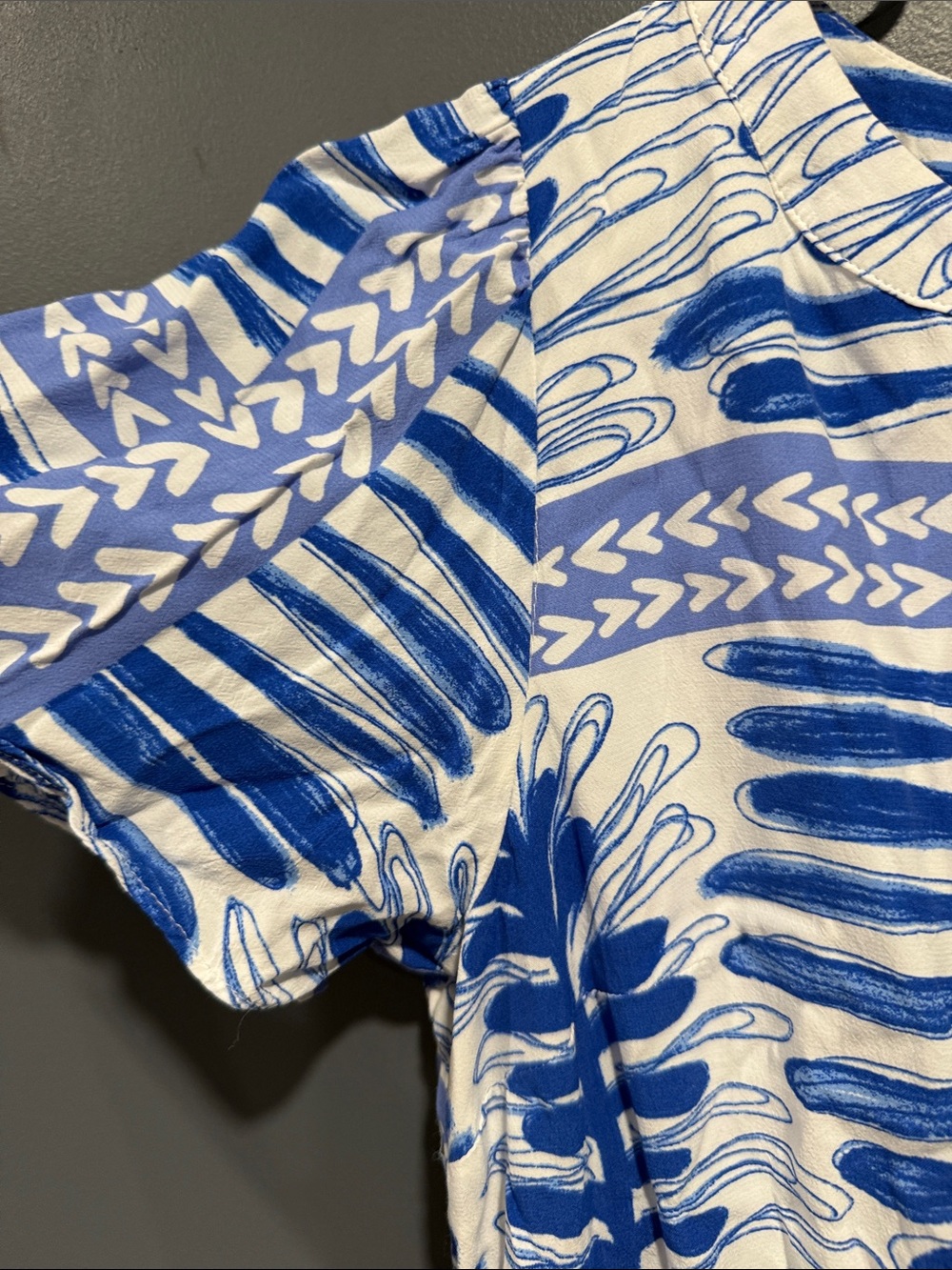 LOFT Blue & White Summer Tie-Waist Dress - Picture 3 of 9